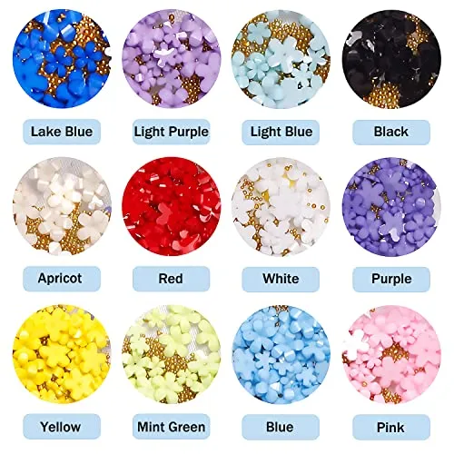 2 Boxes 3D Flower Nail Charms and Metal Beads for Acrylic Nails, Nail Flowers Rhinestone Nail Design 3D Nail Decals For Nail Art Craft Supplies DIY Decoration Accessories (2 packs)