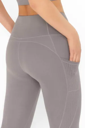 4 for $54 - Silver Grey Cassi Mesh Pockets Workout Leggings Yoga Pants - Women