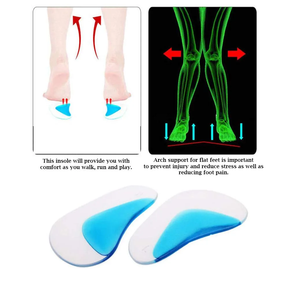 4 Pairs Arch Support Insoles Orthotic Flatfoot Shoes Inserts Health Care High Heel Pain (Clear, Kids) Clear