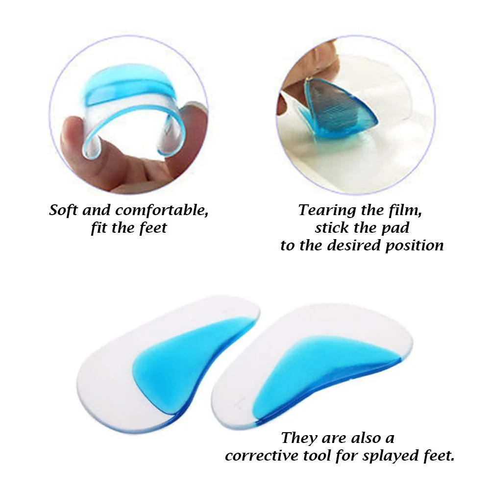 4 Pairs Arch Support Insoles Orthotic Flatfoot Shoes Inserts Health Care High Heel Pain (Clear, Kids) Clear