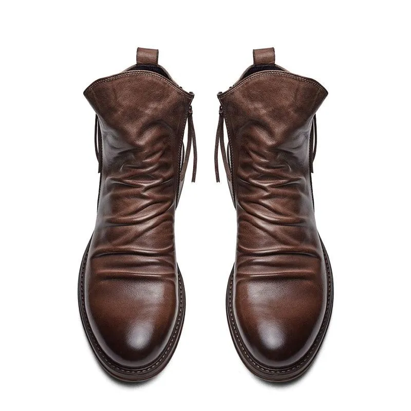 Angelo Ricci™ High-Top Tassel Zip PU Leather Boots