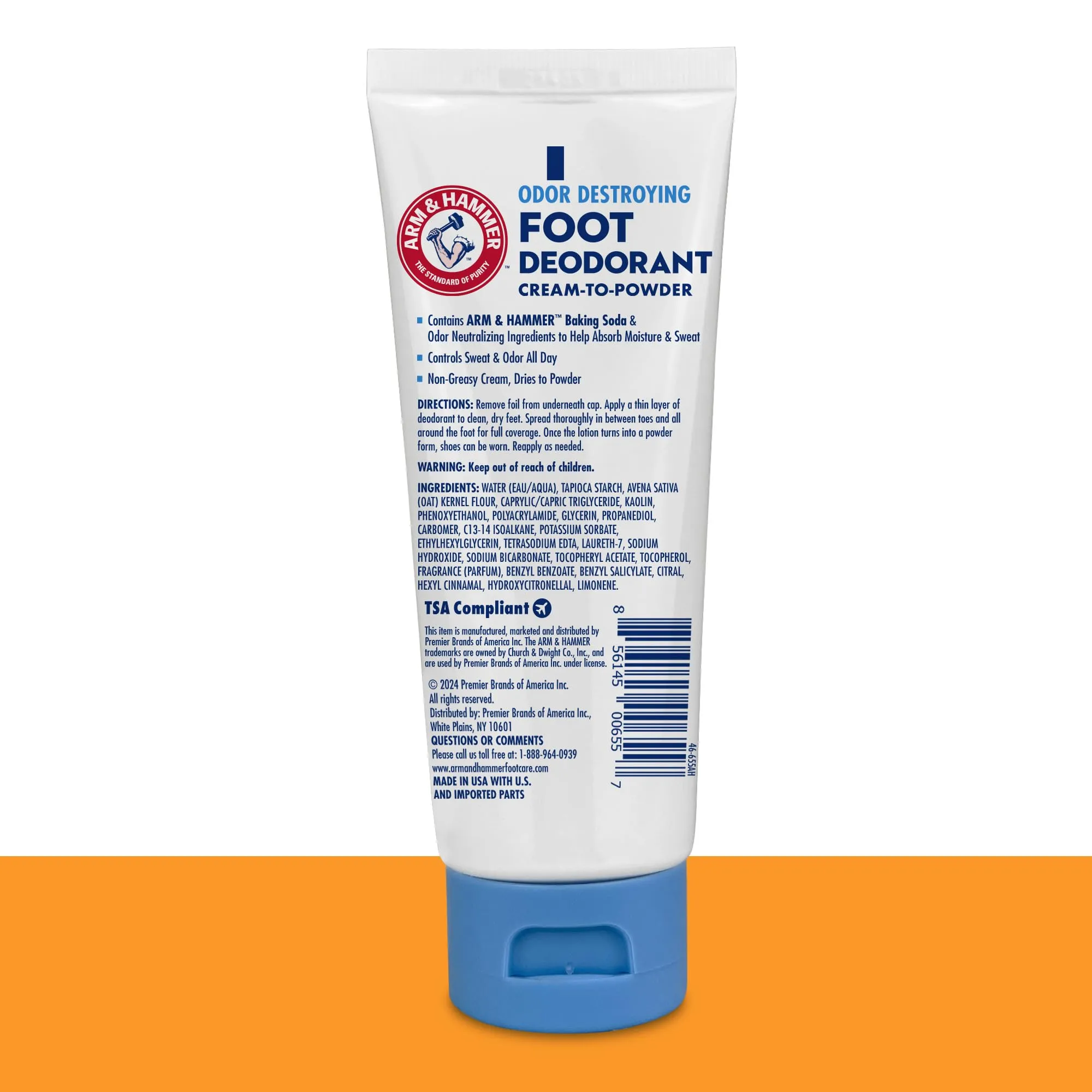 Arm & Hammer Cream to Powder Foot Deodorant, 24 Hour Protection Odor & Wetness Protection, Apply as Cream Dries to Powder (3 Pack)