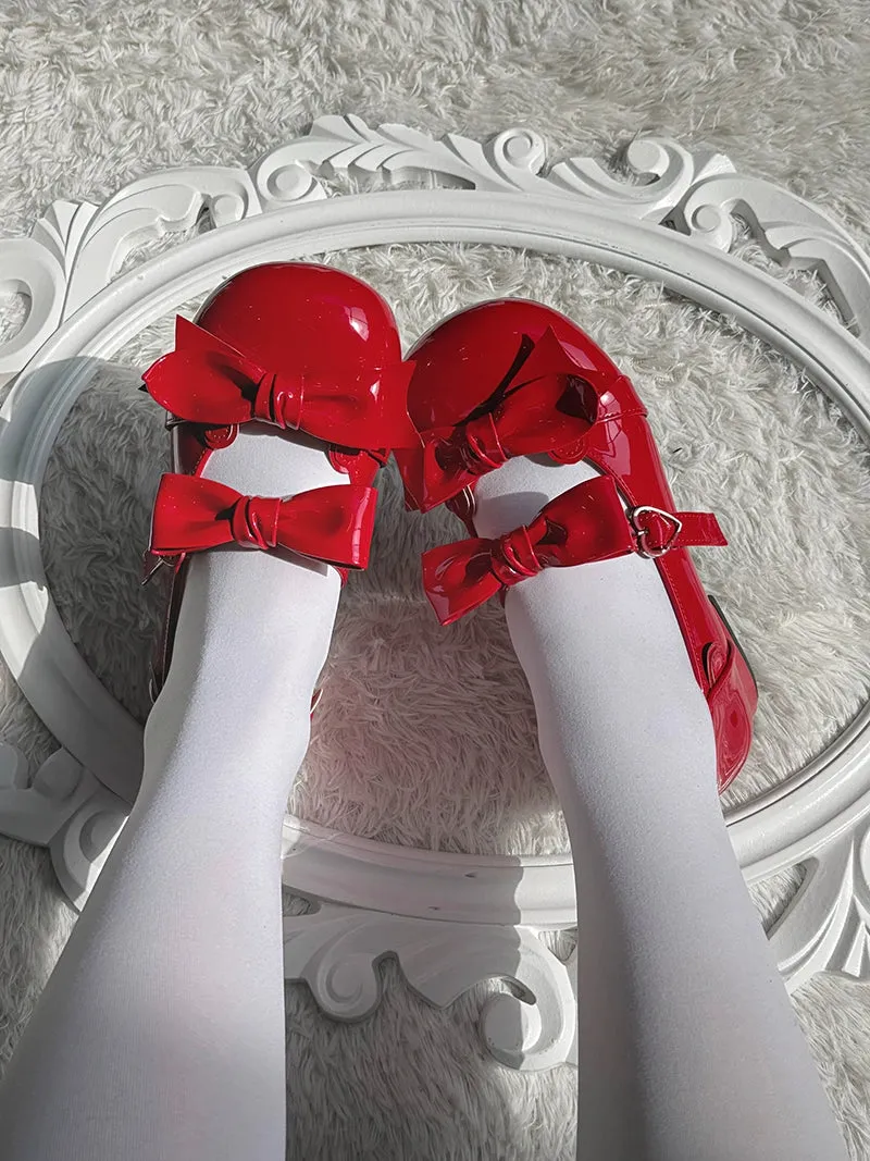 Beauty Bunny~Kawaii Lolita Shoes Low Heels Round Toe PU Shoes