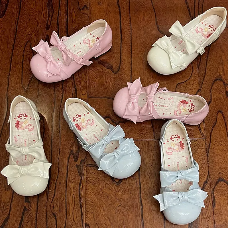 Beauty Bunny~Kawaii Lolita Shoes Low Heels Round Toe PU Shoes