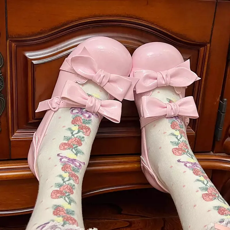 Beauty Bunny~Kawaii Lolita Shoes Low Heels Round Toe PU Shoes