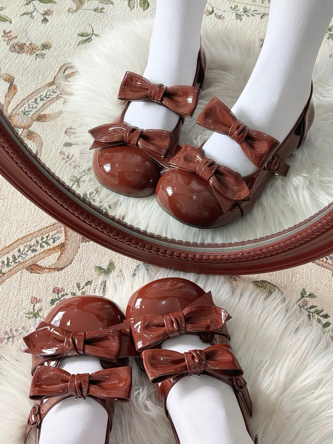 Beauty Bunny~Kawaii Lolita Shoes Low Heels Round Toe PU Shoes