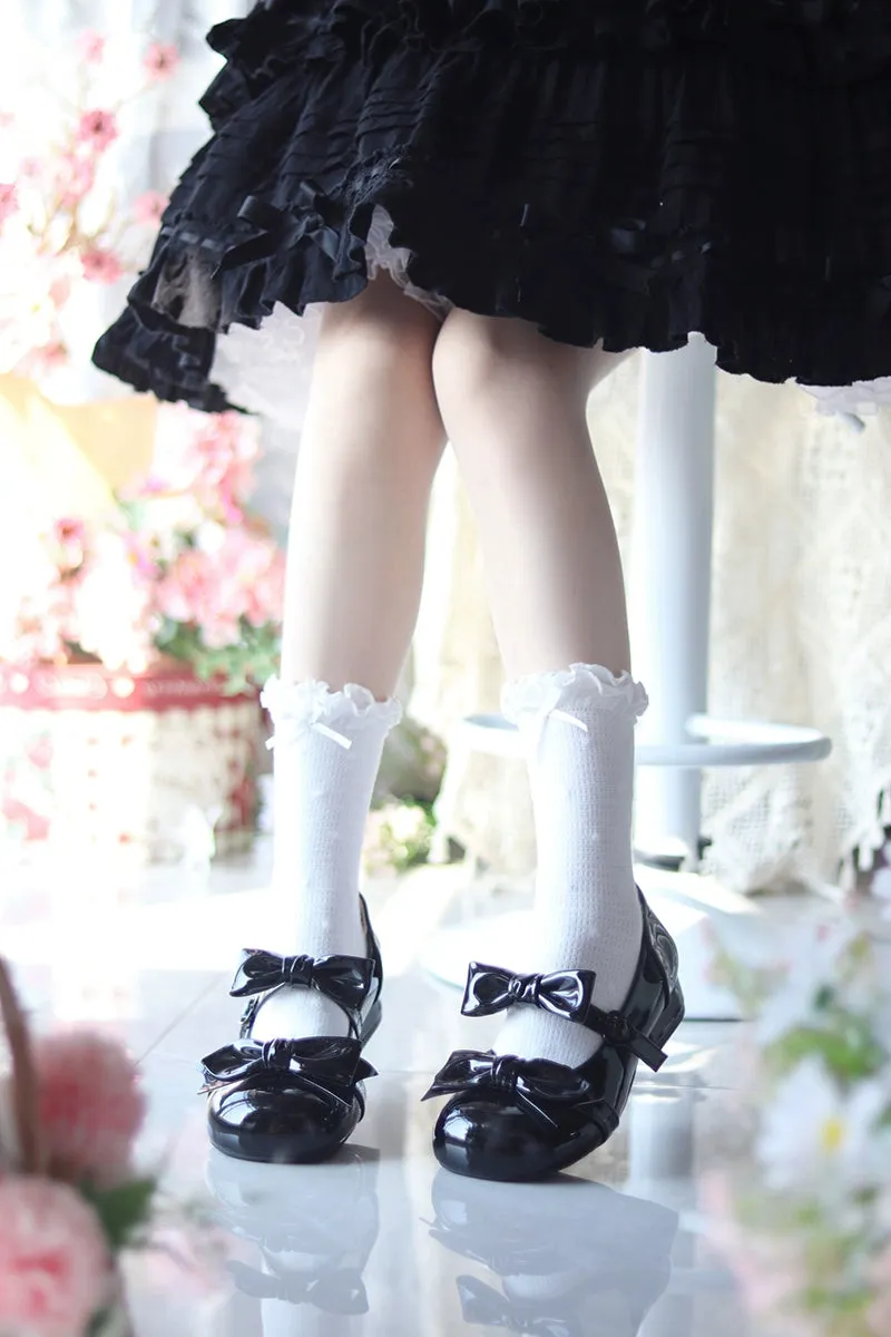 Beauty Bunny~Kawaii Lolita Shoes Low Heels Round Toe PU Shoes