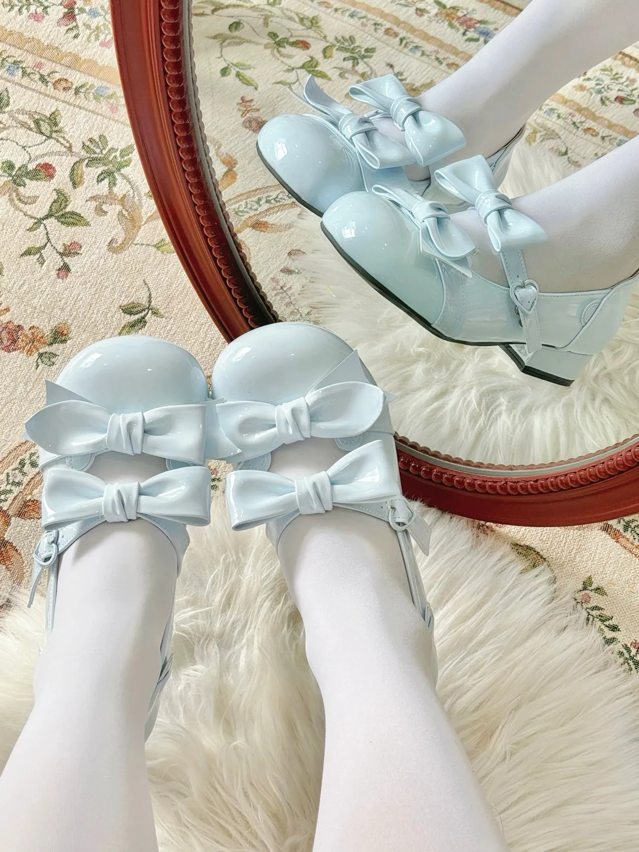 Beauty Bunny~Kawaii Lolita Shoes Low Heels Round Toe PU Shoes