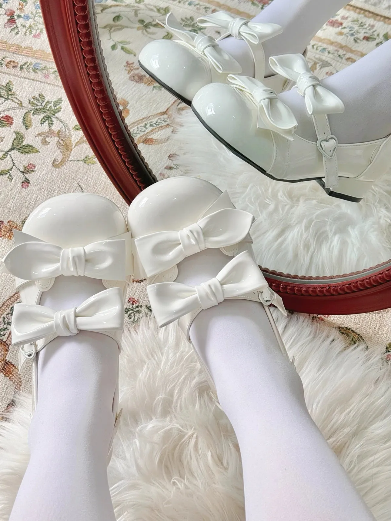 Beauty Bunny~Kawaii Lolita Shoes Low Heels Round Toe PU Shoes