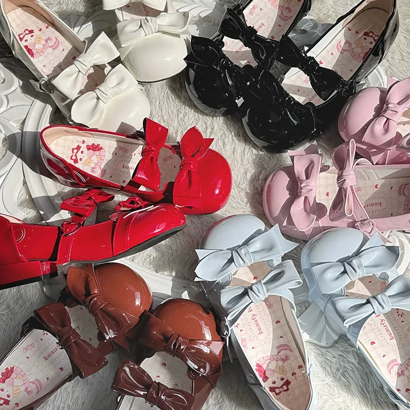 Beauty Bunny~Kawaii Lolita Shoes Low Heels Round Toe PU Shoes