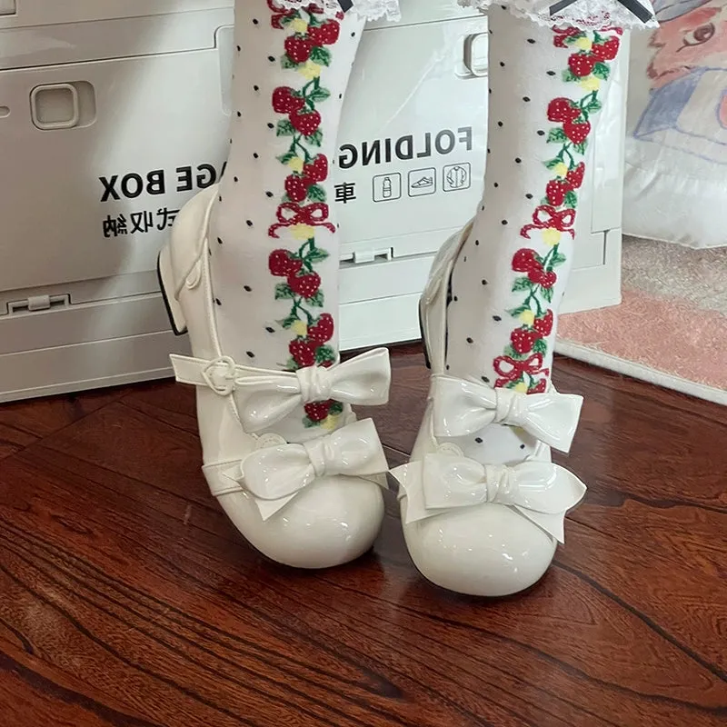 Beauty Bunny~Kawaii Lolita Shoes Low Heels Round Toe PU Shoes