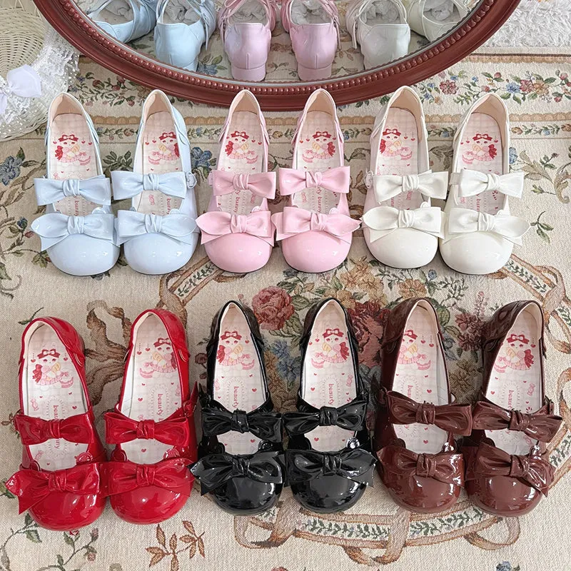 Beauty Bunny~Kawaii Lolita Shoes Low Heels Round Toe PU Shoes