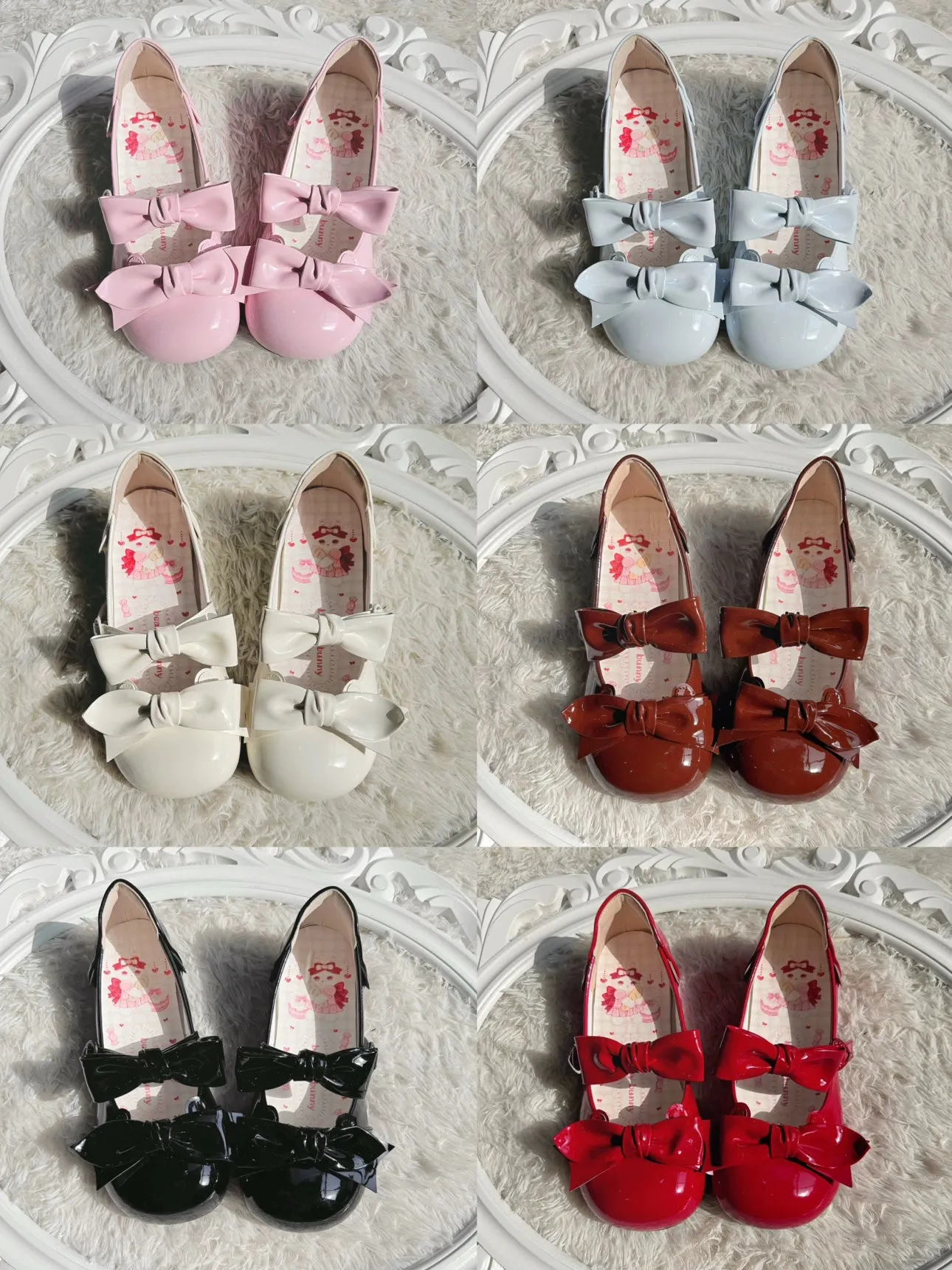 Beauty Bunny~Kawaii Lolita Shoes Low Heels Round Toe PU Shoes