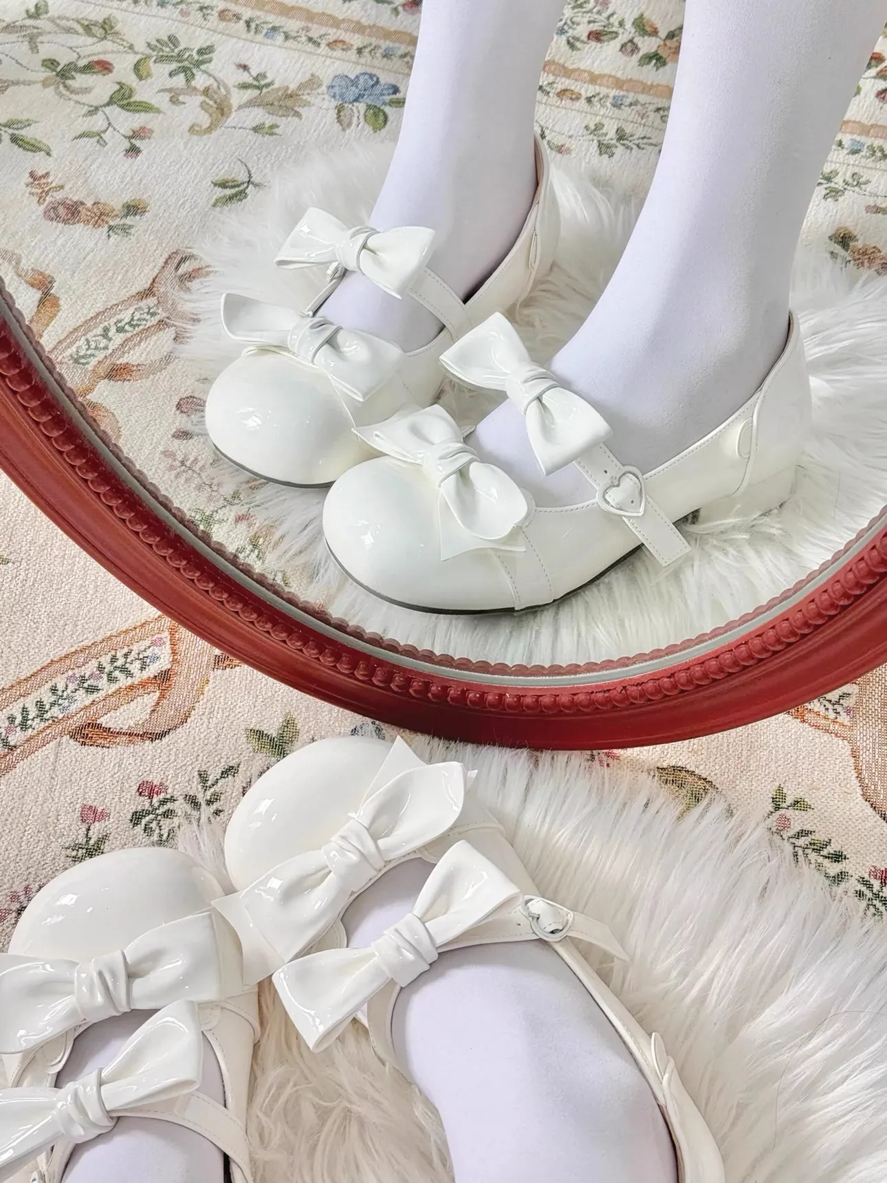 Beauty Bunny~Kawaii Lolita Shoes Low Heels Round Toe PU Shoes