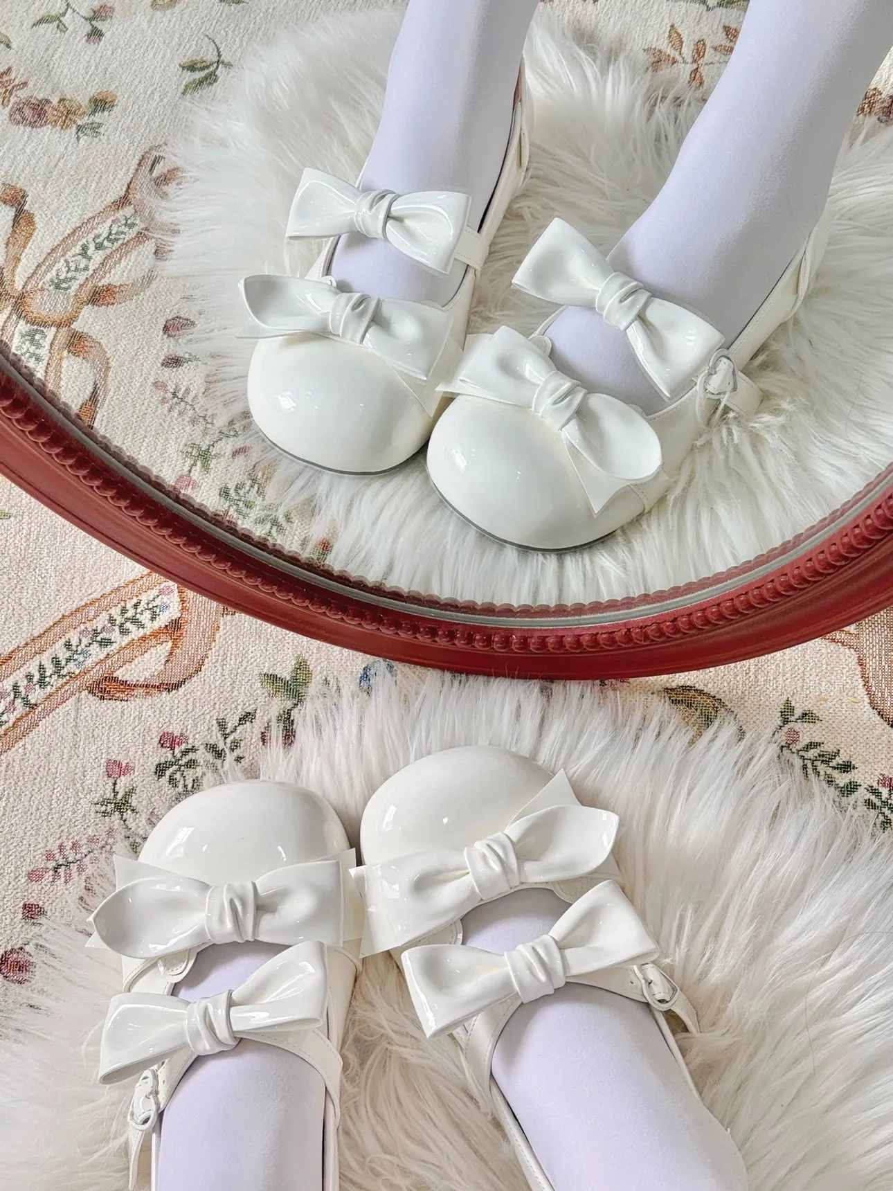 Beauty Bunny~Kawaii Lolita Shoes Low Heels Round Toe PU Shoes
