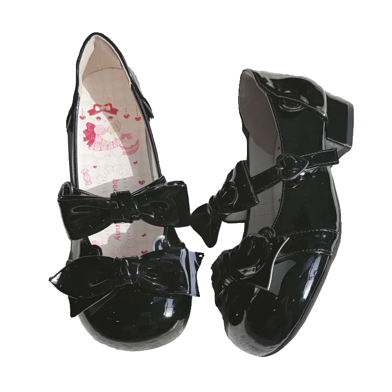 Beauty Bunny~Kawaii Lolita Shoes Low Heels Round Toe PU Shoes