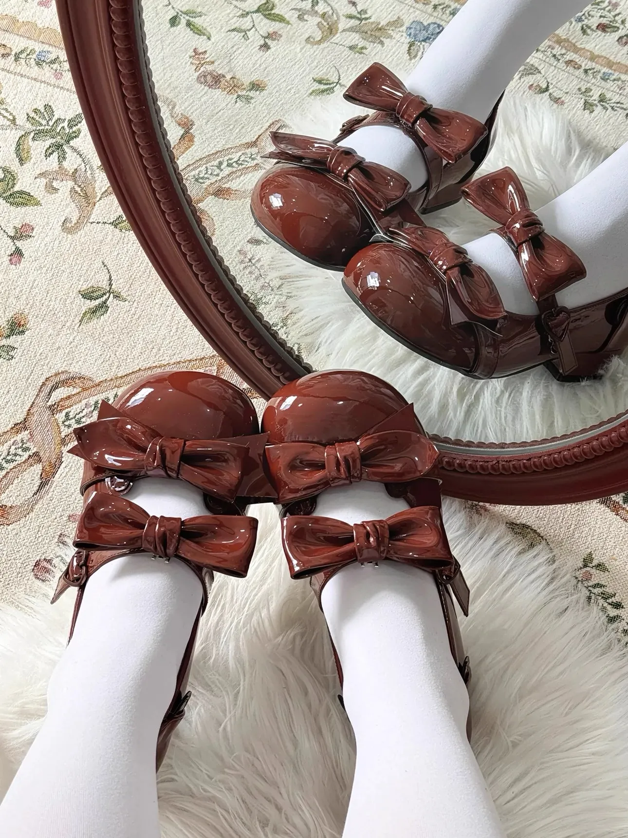 Beauty Bunny~Kawaii Lolita Shoes Low Heels Round Toe PU Shoes