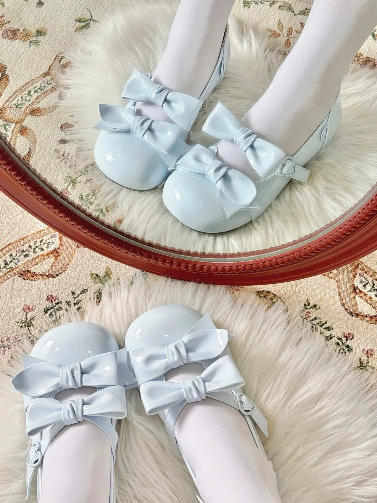 Beauty Bunny~Kawaii Lolita Shoes Low Heels Round Toe PU Shoes