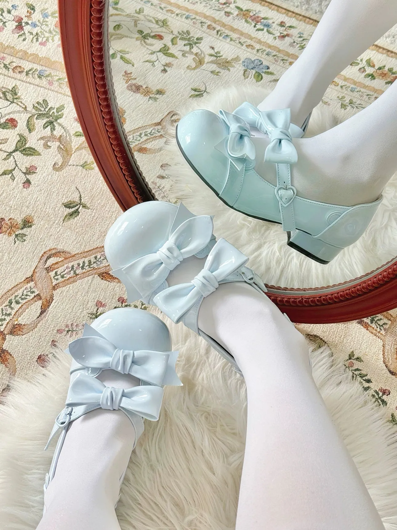 Beauty Bunny~Kawaii Lolita Shoes Low Heels Round Toe PU Shoes
