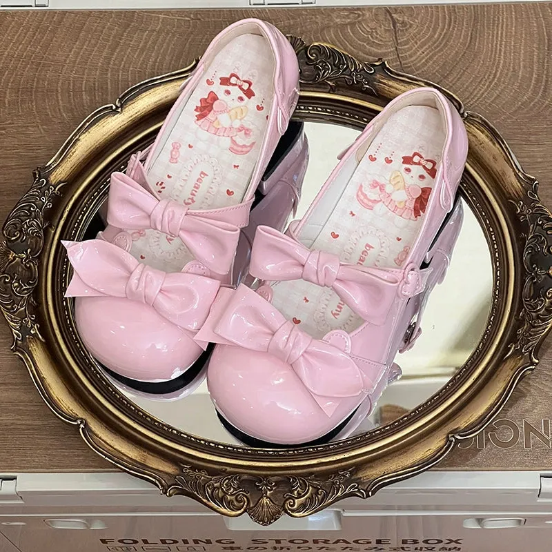 Beauty Bunny~Kawaii Lolita Shoes Low Heels Round Toe PU Shoes