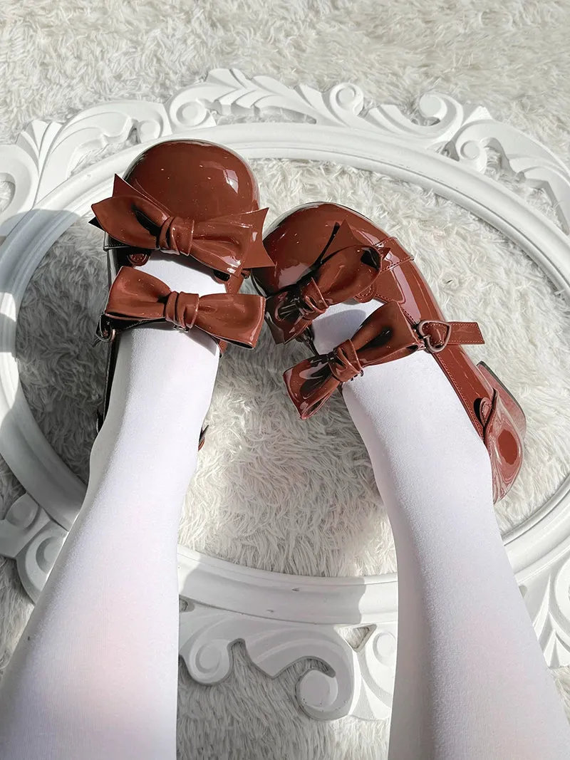 Beauty Bunny~Kawaii Lolita Shoes Low Heels Round Toe PU Shoes