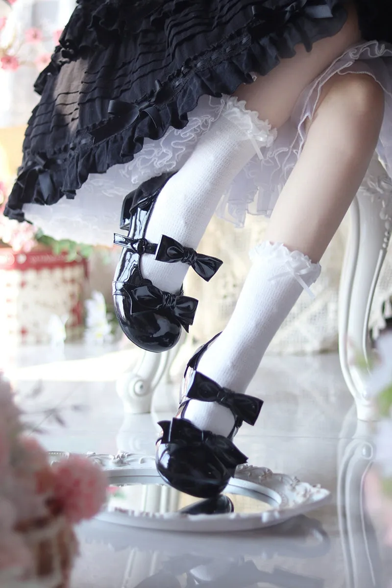 Beauty Bunny~Kawaii Lolita Shoes Low Heels Round Toe PU Shoes
