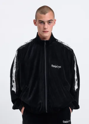 Black Lined Chaos Embroidery Track Jacket