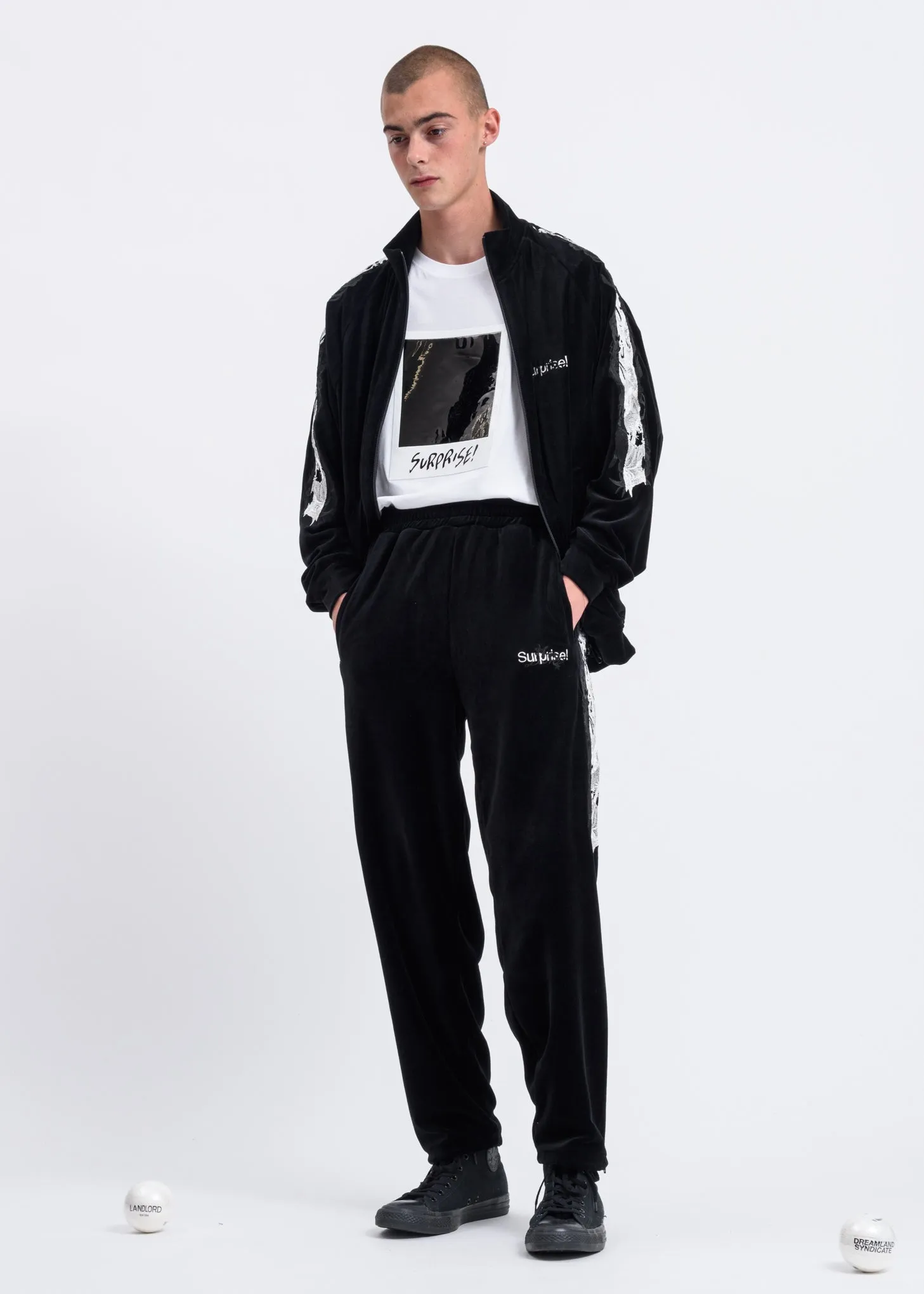 Black Lined Chaos Embroidery Track Jacket