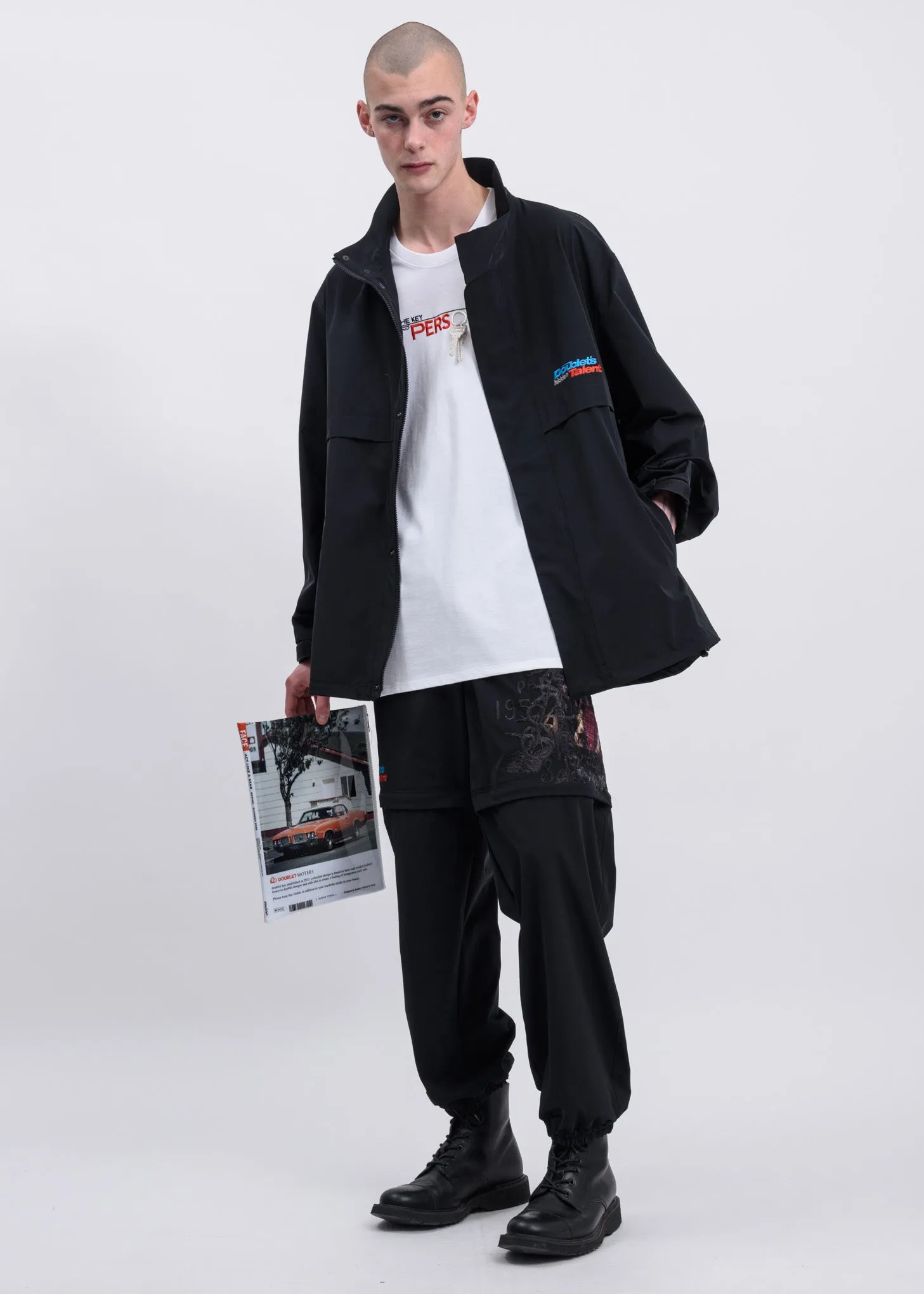 Black Printed Chaos Embroidery Track Jacket