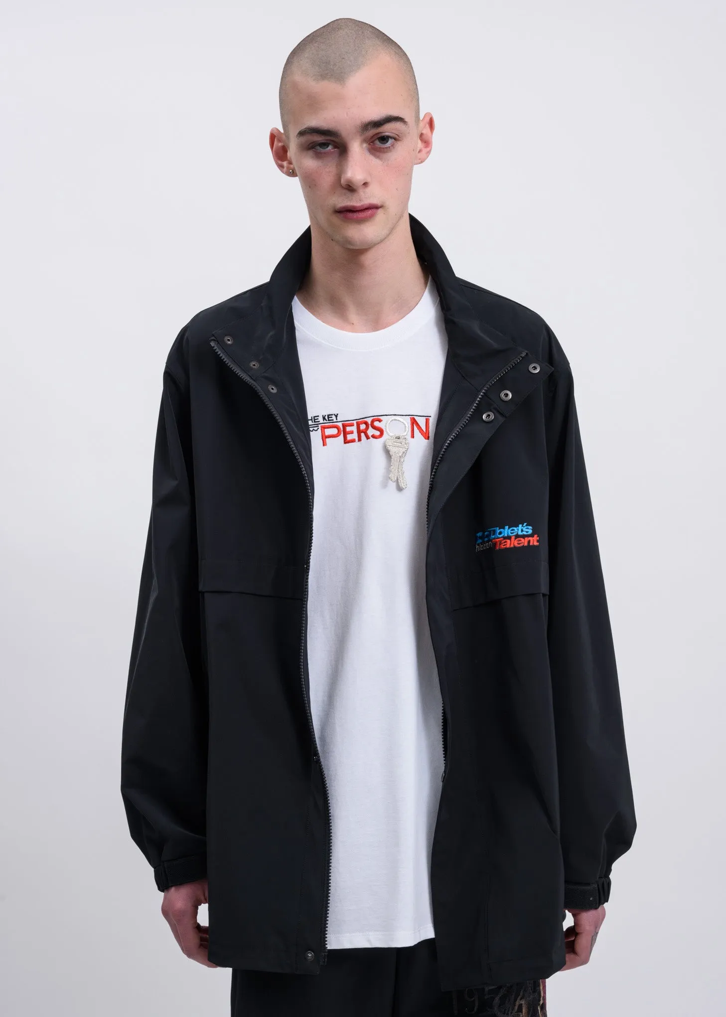 Black Printed Chaos Embroidery Track Jacket