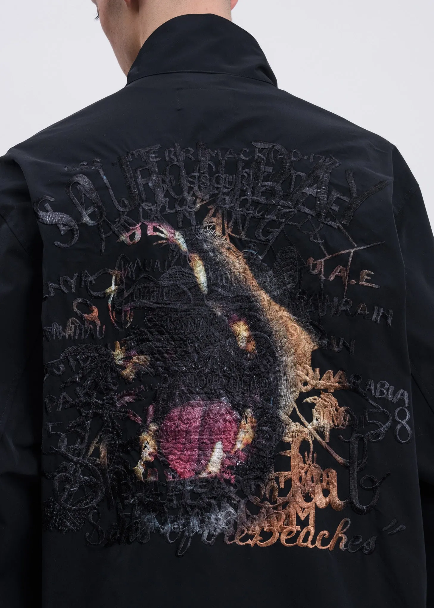 Black Printed Chaos Embroidery Track Jacket