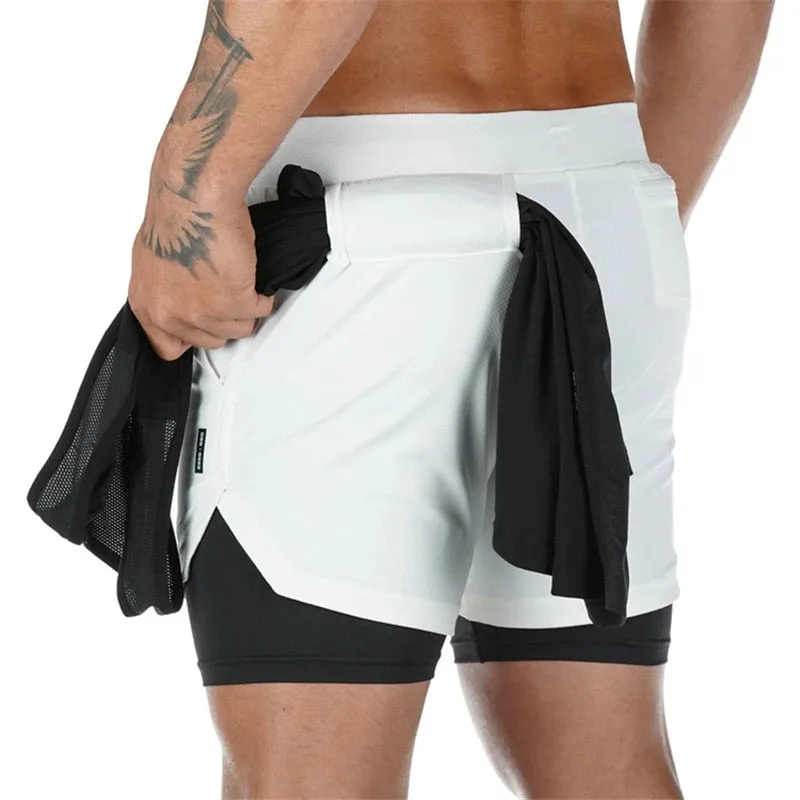 Camo Running Shorts Men 2 In 1 Double-deck Shorts