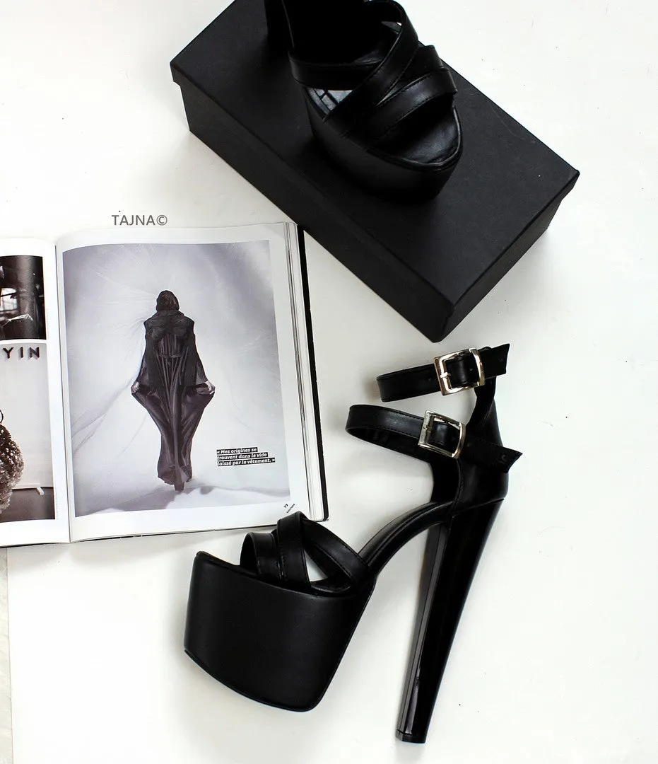 Cross Double Ankle Strap Platform High Heels