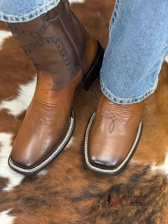 CUADRA BOOTS PANZA DE AVESTRUZ FLAME HONEY LASER & WOVEN SQUARE TOE