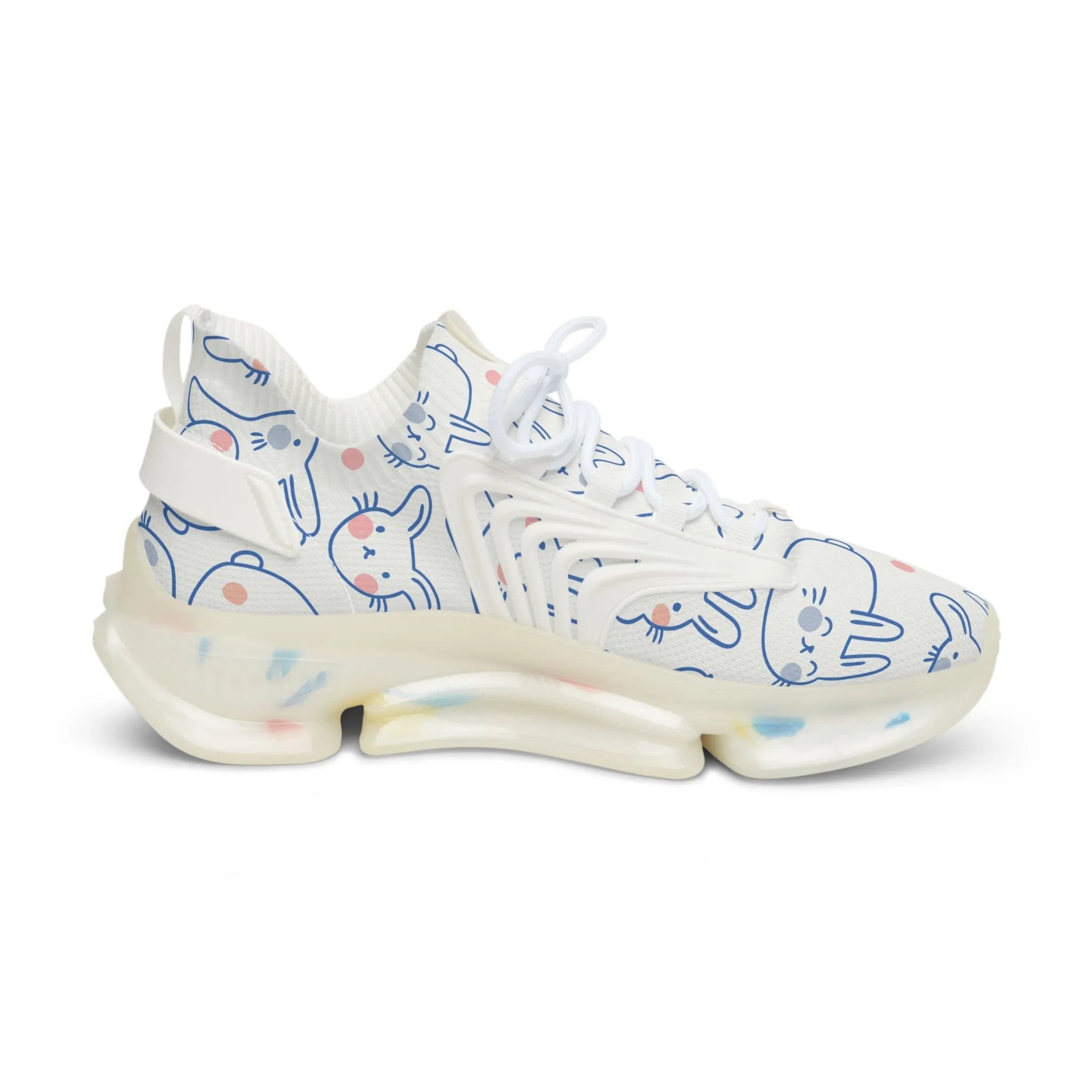 Cute Blue Rabbit Men's Mesh Sneakers