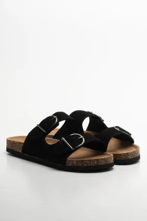 Double Band Buckle Sandal Black