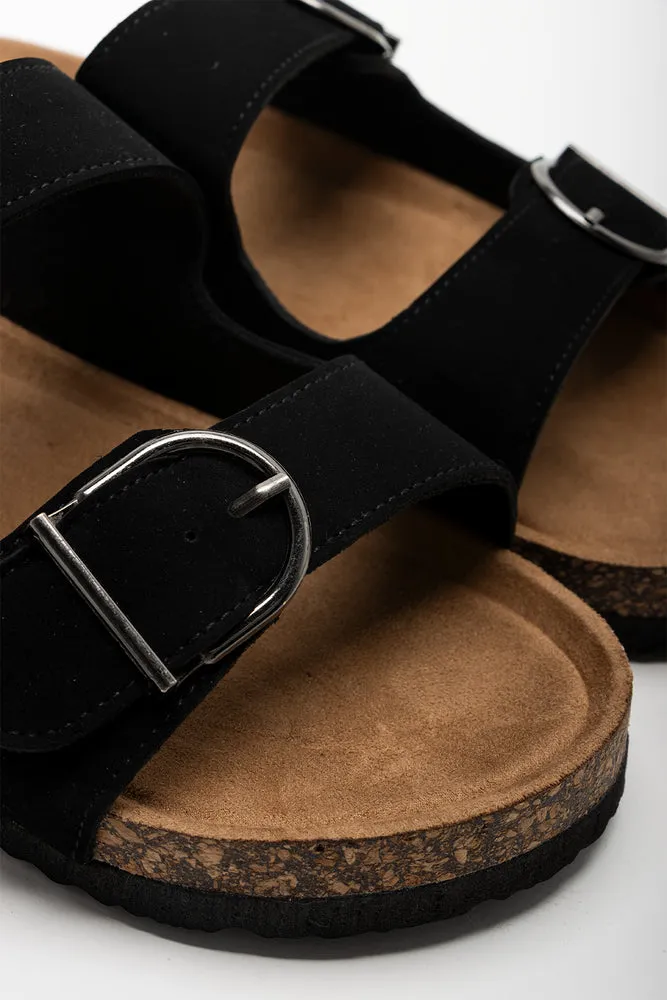 Double Band Buckle Sandal Black