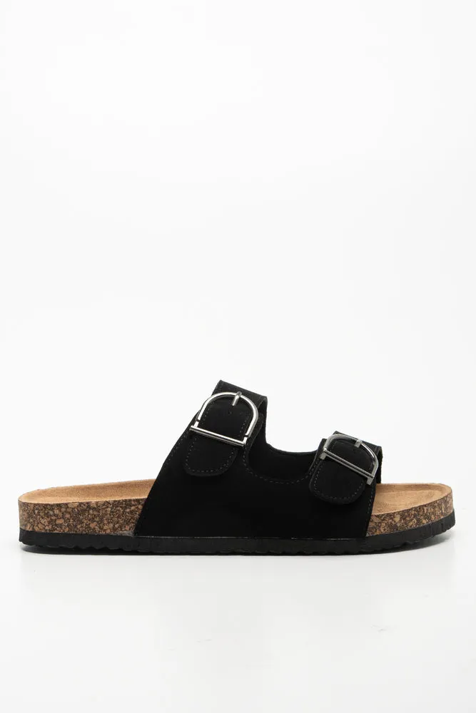 Double Band Buckle Sandal Black