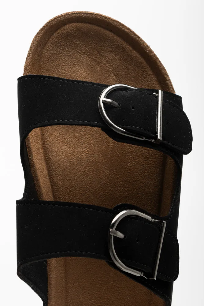 Double Band Buckle Sandal Black