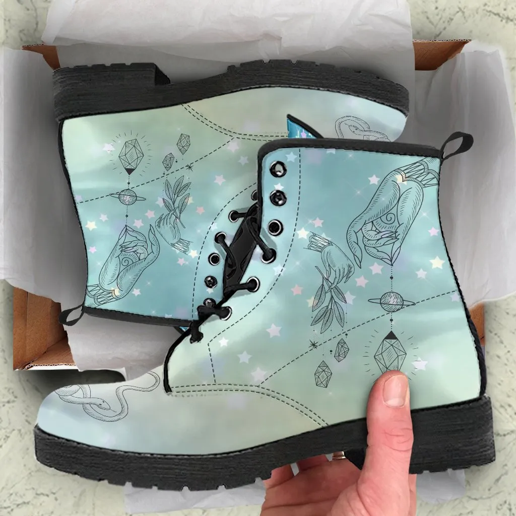 Fashion Combat Boots - Esoteric Art #102 | Unisex Custom Shoes, Vegan Leather Boots Women, Women's Boots, Boots Men, Aesthetic Shoes