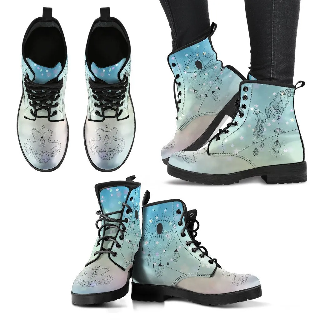 Fashion Combat Boots - Esoteric Art #102 | Unisex Custom Shoes, Vegan Leather Boots Women, Women's Boots, Boots Men, Aesthetic Shoes