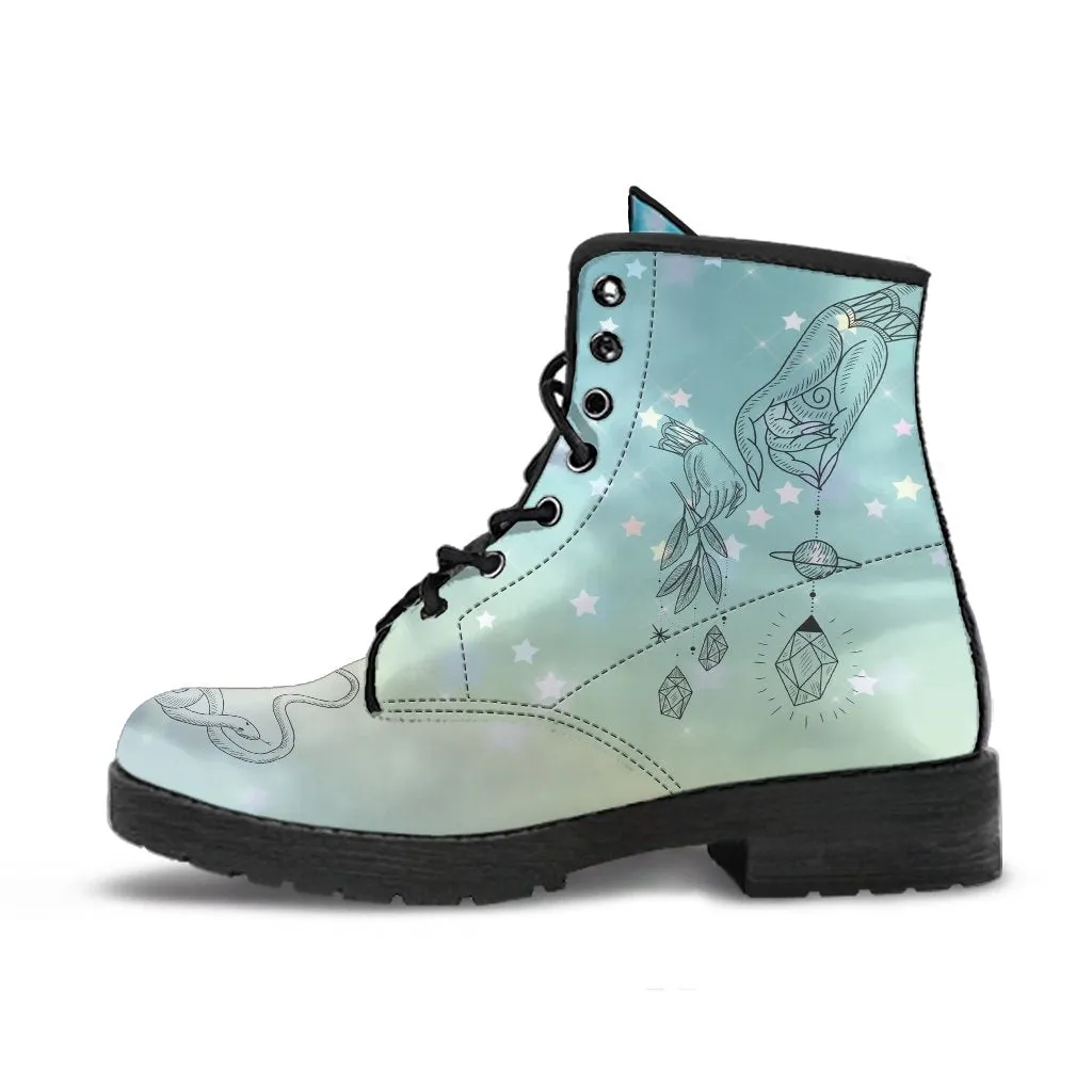 Fashion Combat Boots - Esoteric Art #102 | Unisex Custom Shoes, Vegan Leather Boots Women, Women's Boots, Boots Men, Aesthetic Shoes