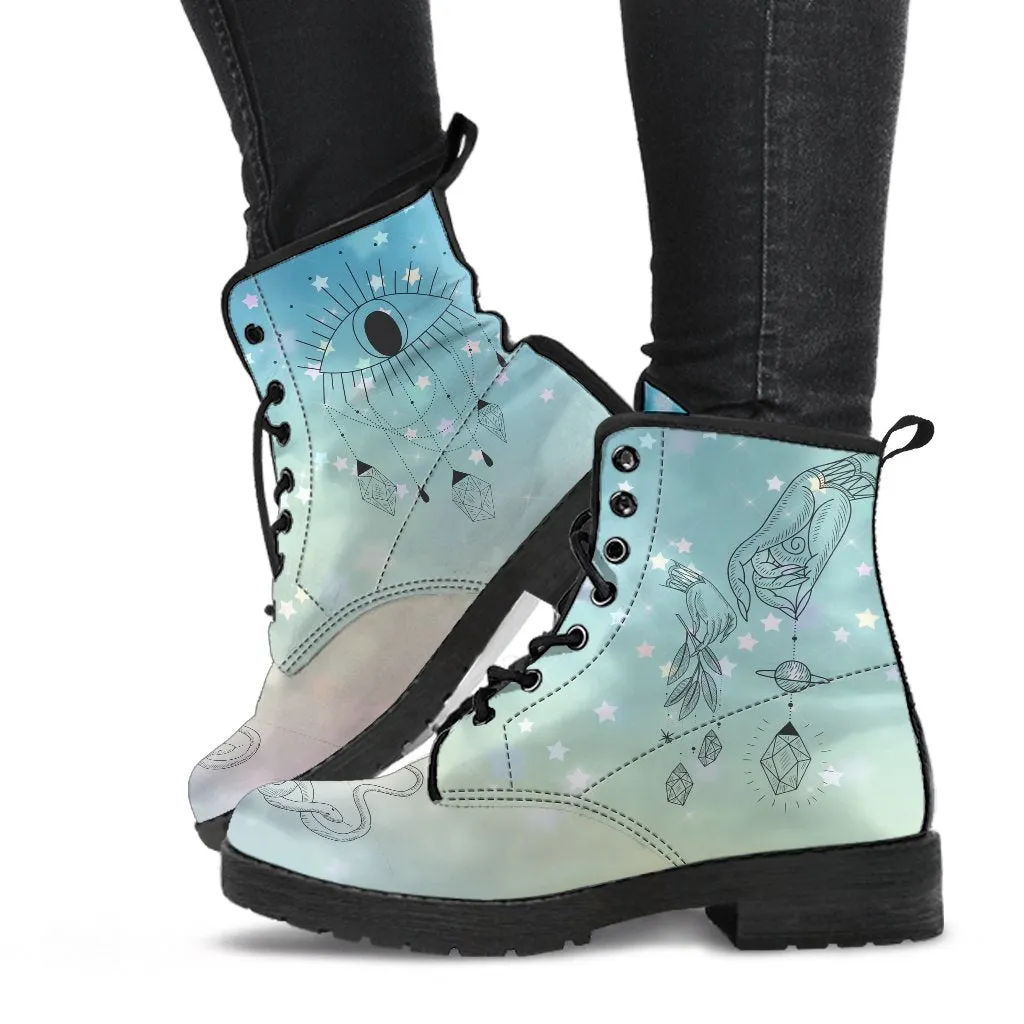 Fashion Combat Boots - Esoteric Art #102 | Unisex Custom Shoes, Vegan Leather Boots Women, Women's Boots, Boots Men, Aesthetic Shoes