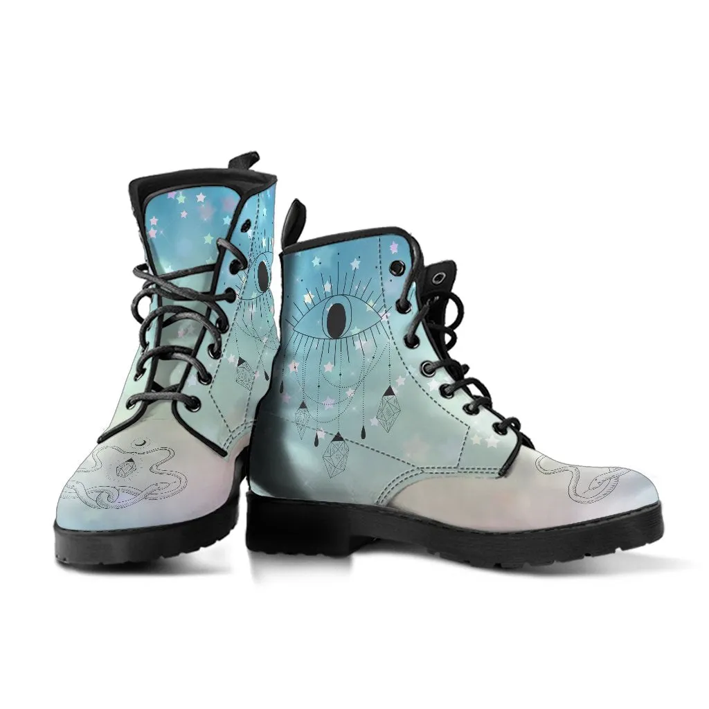 Fashion Combat Boots - Esoteric Art #102 | Unisex Custom Shoes, Vegan Leather Boots Women, Women's Boots, Boots Men, Aesthetic Shoes