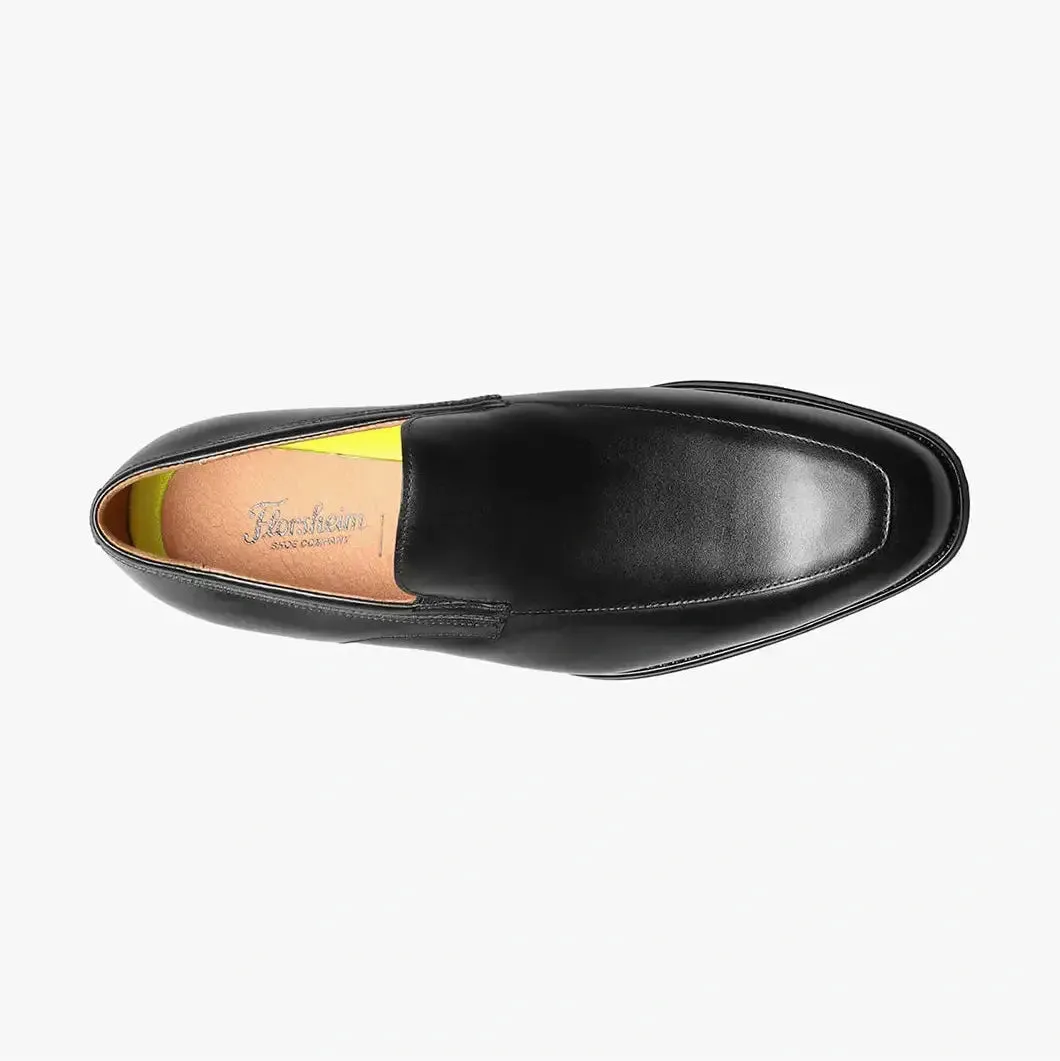 Florshiem Boys Amelio Black Moc Toe Slip On Leather Dress Shoes