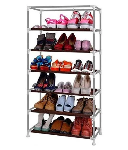 Folding Shoes Rack 6 Tiers With Cover (Brown)