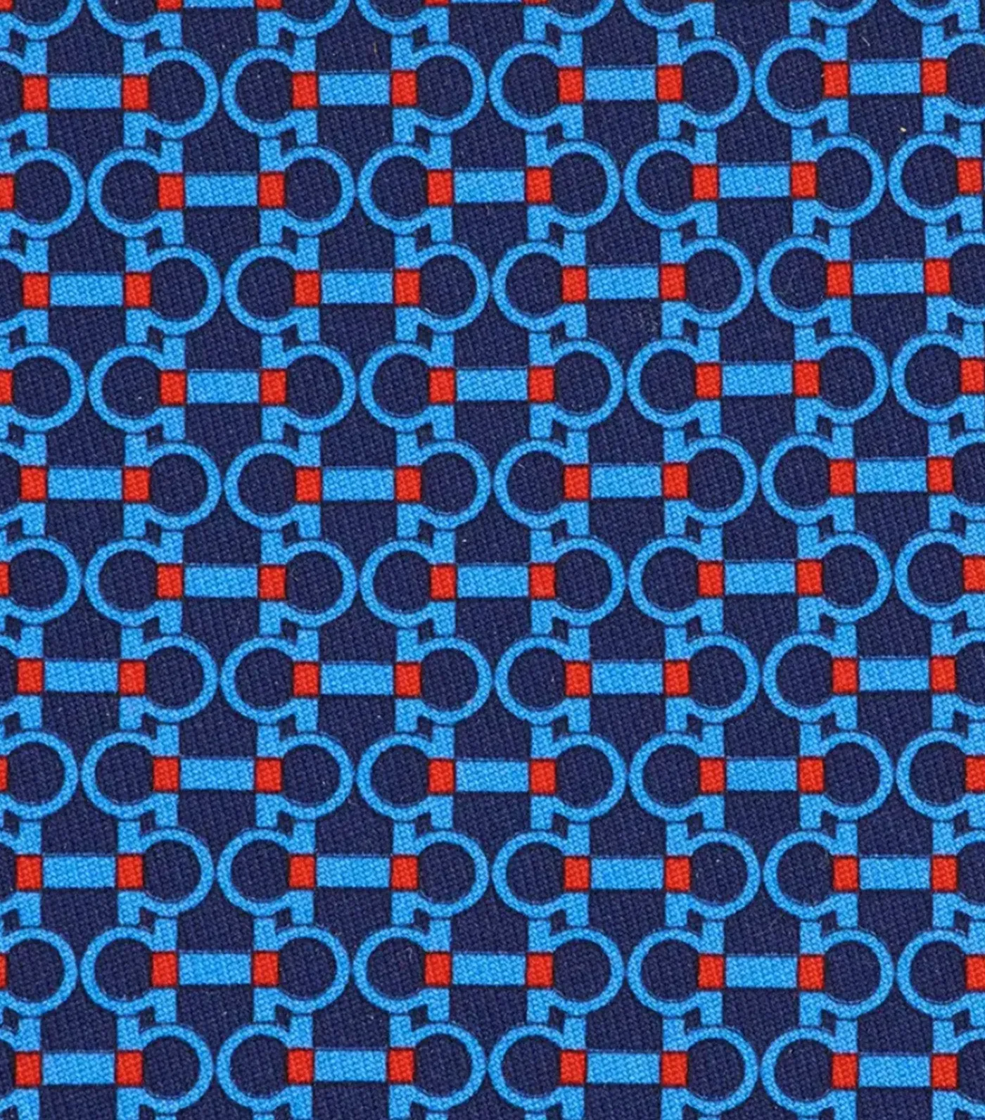 Gancini Horsebit Print Silk Tie Navy Blue/Red