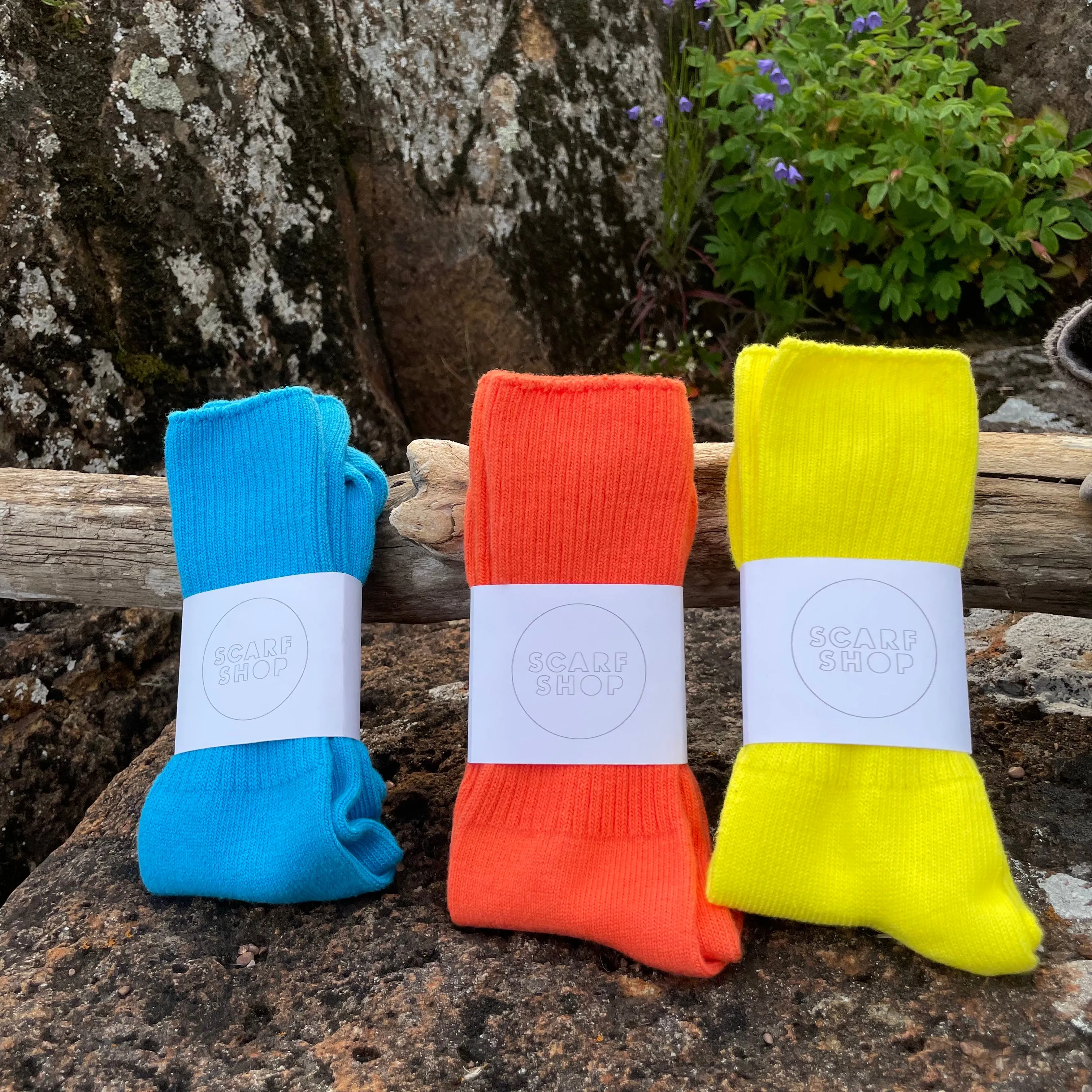 Hand Dyed Cotton Socks in Pop Tones by Scarfshop