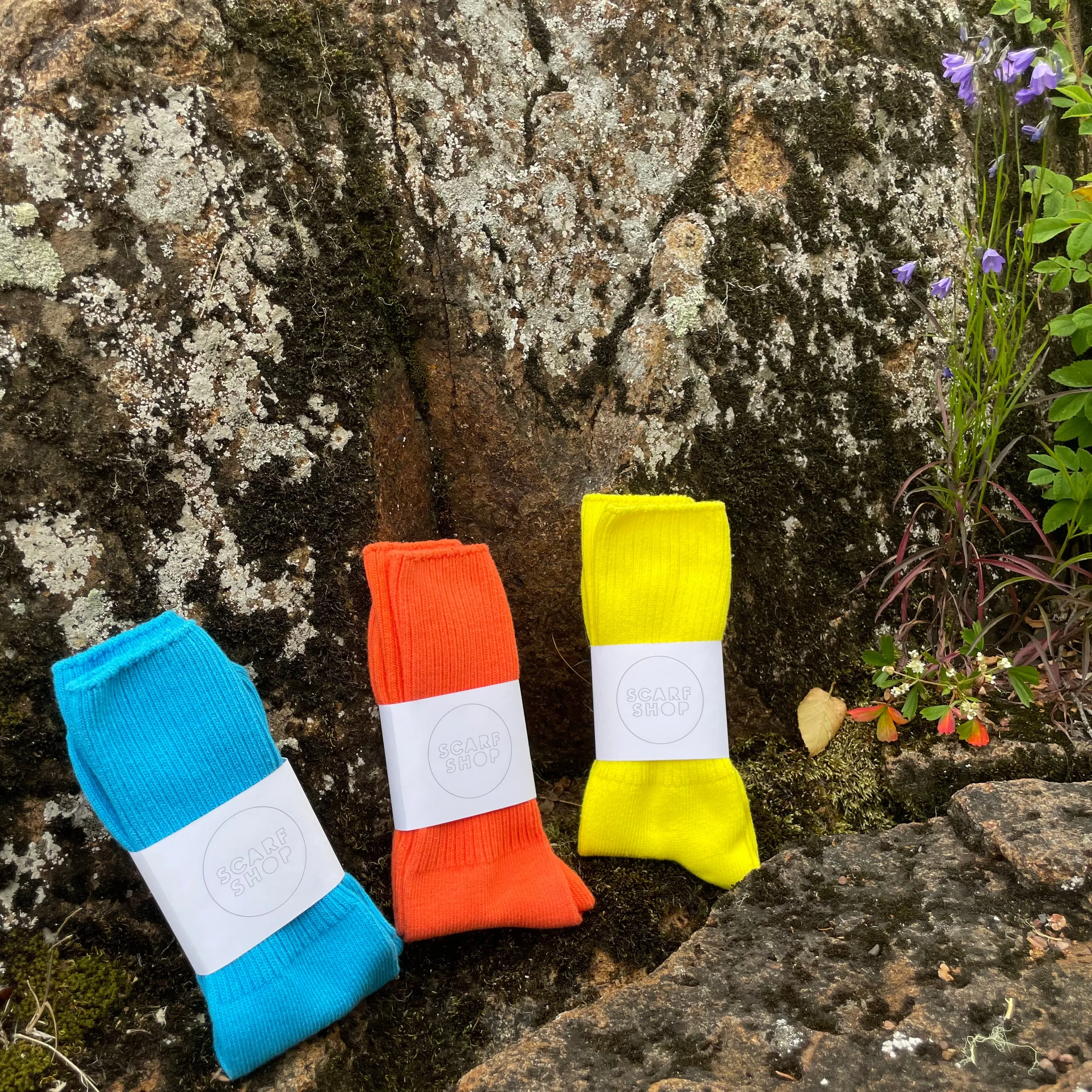 Hand Dyed Cotton Socks in Pop Tones by Scarfshop