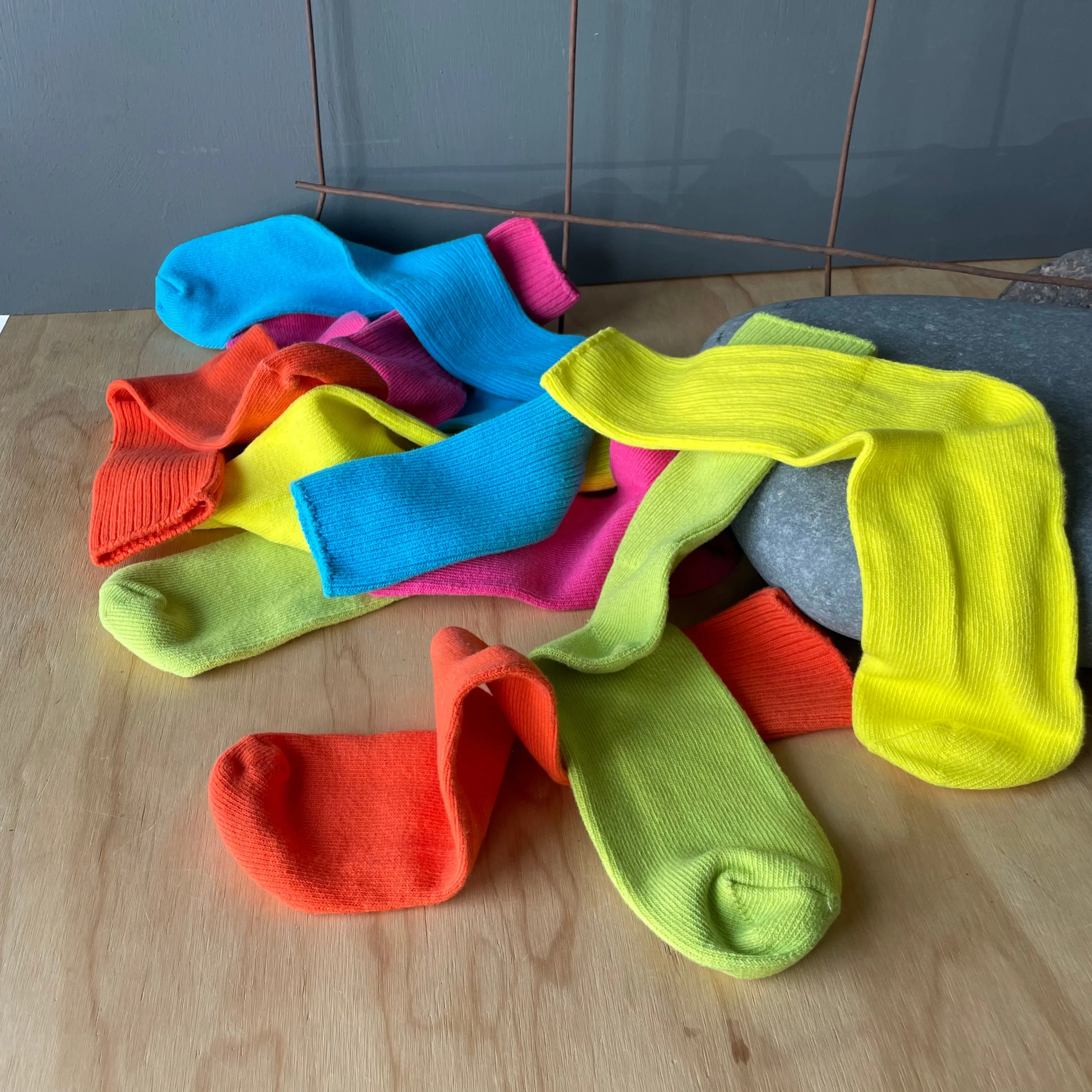 Hand Dyed Cotton Socks in Pop Tones by Scarfshop